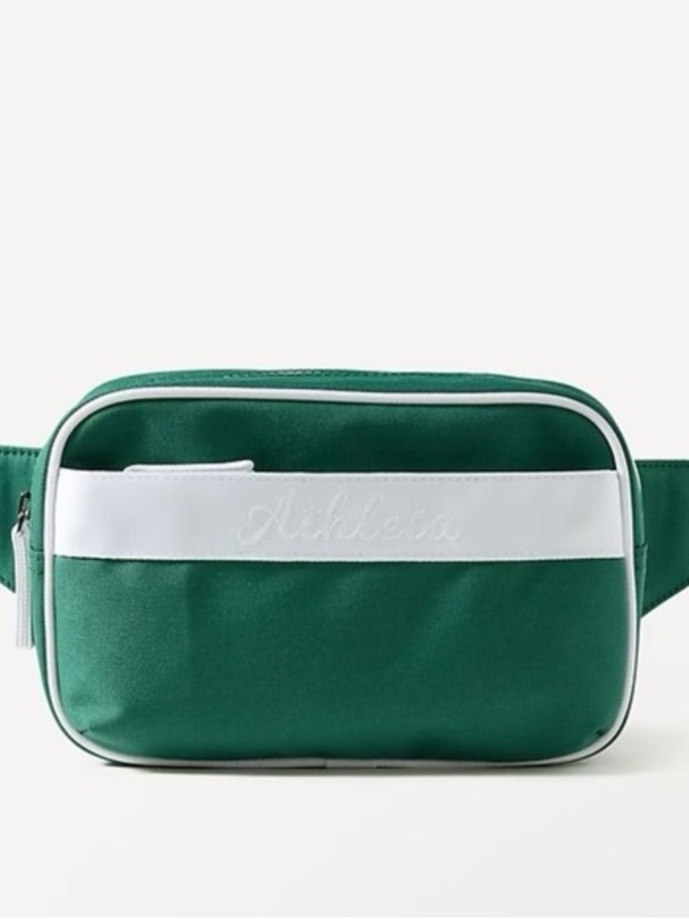 Athleta All About That Large Green Crossbody Belt Bag with White Accent